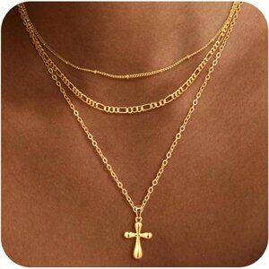 ✨ Layered Gold Necklace Set for Women – 14K Gold Plated, Multi-Layer Chains